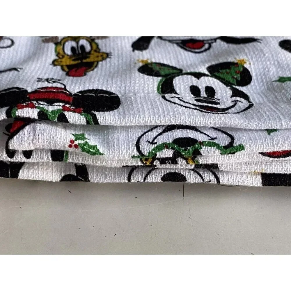 2 Pack Disney Mickey Minnie Mouse Goofy Pluto Christmas Tree Kitchen Towels‎ NEW